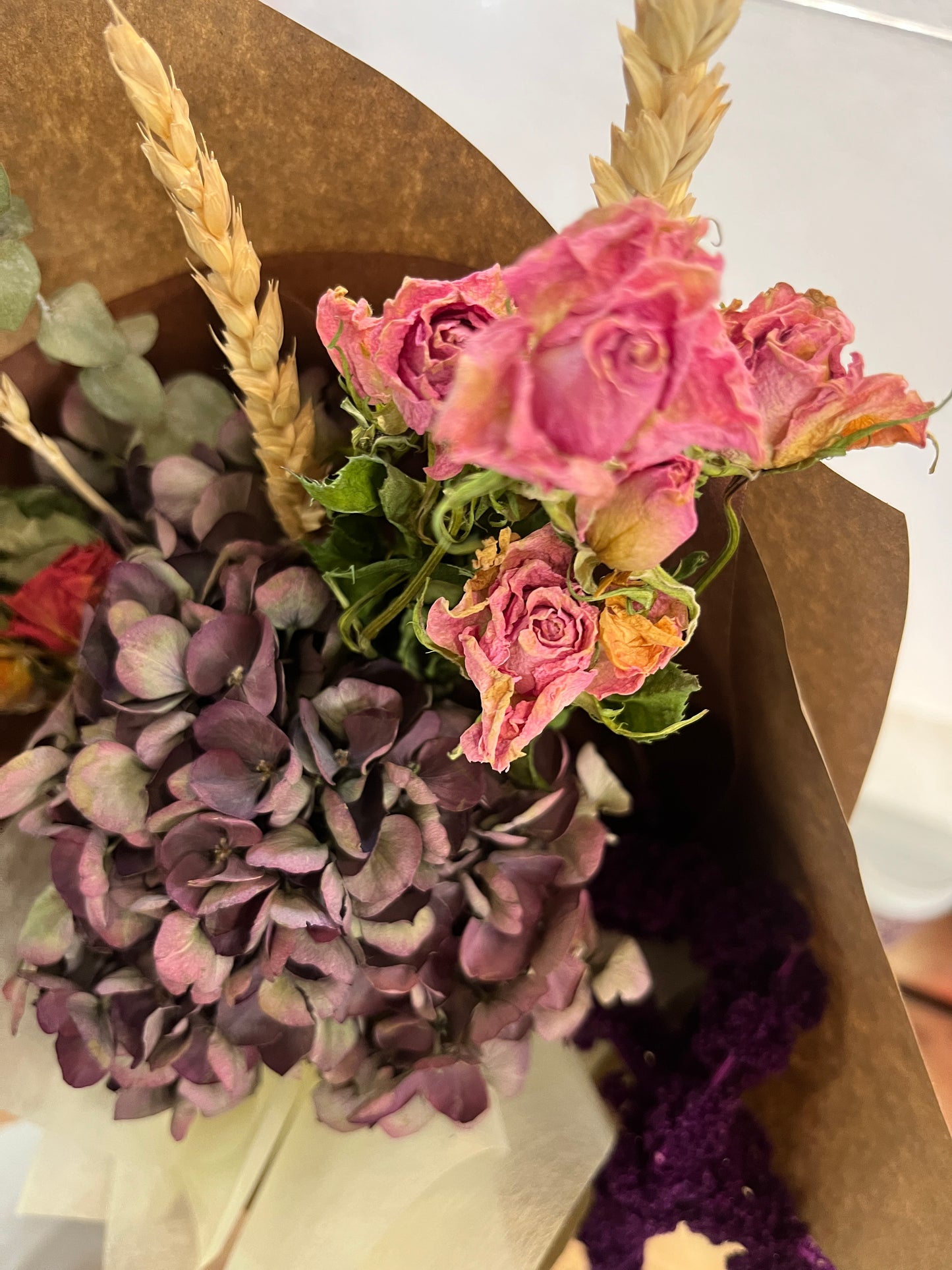 Vintage hydrangea with Love-Lies-Bleeding