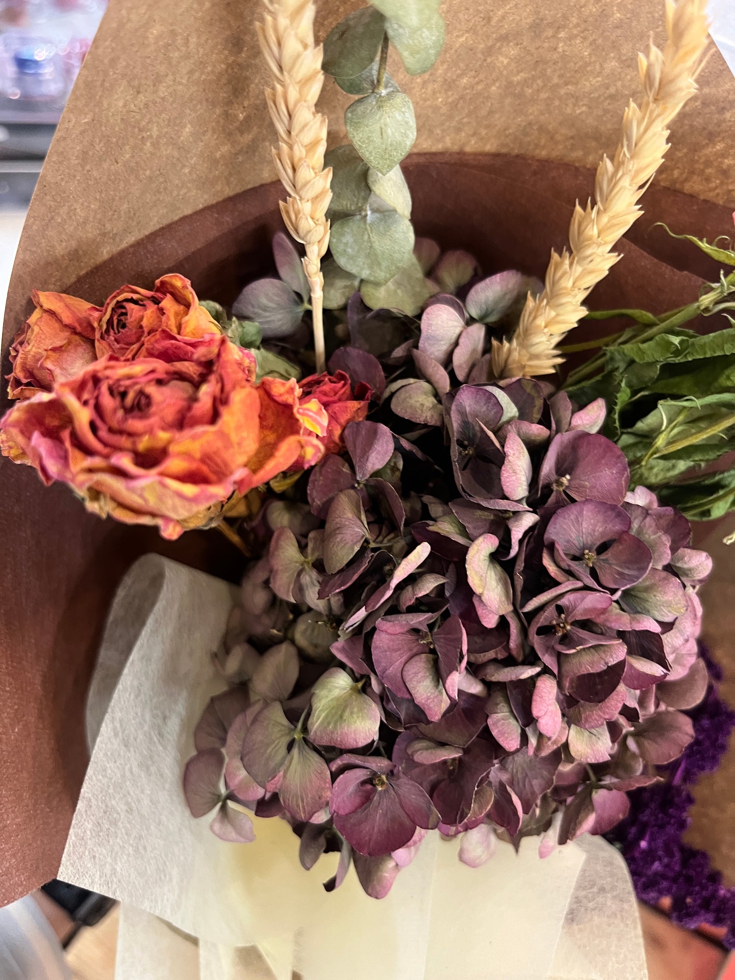 Vintage hydrangea with Love-Lies-Bleeding